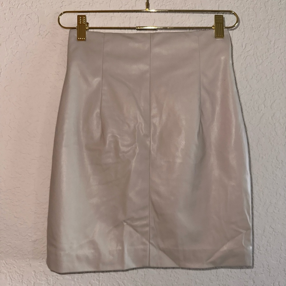 H&M Faux Leather Beige Pencil Skirt